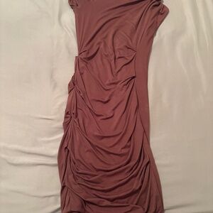 Bebe Ruched One Shoulder Dress